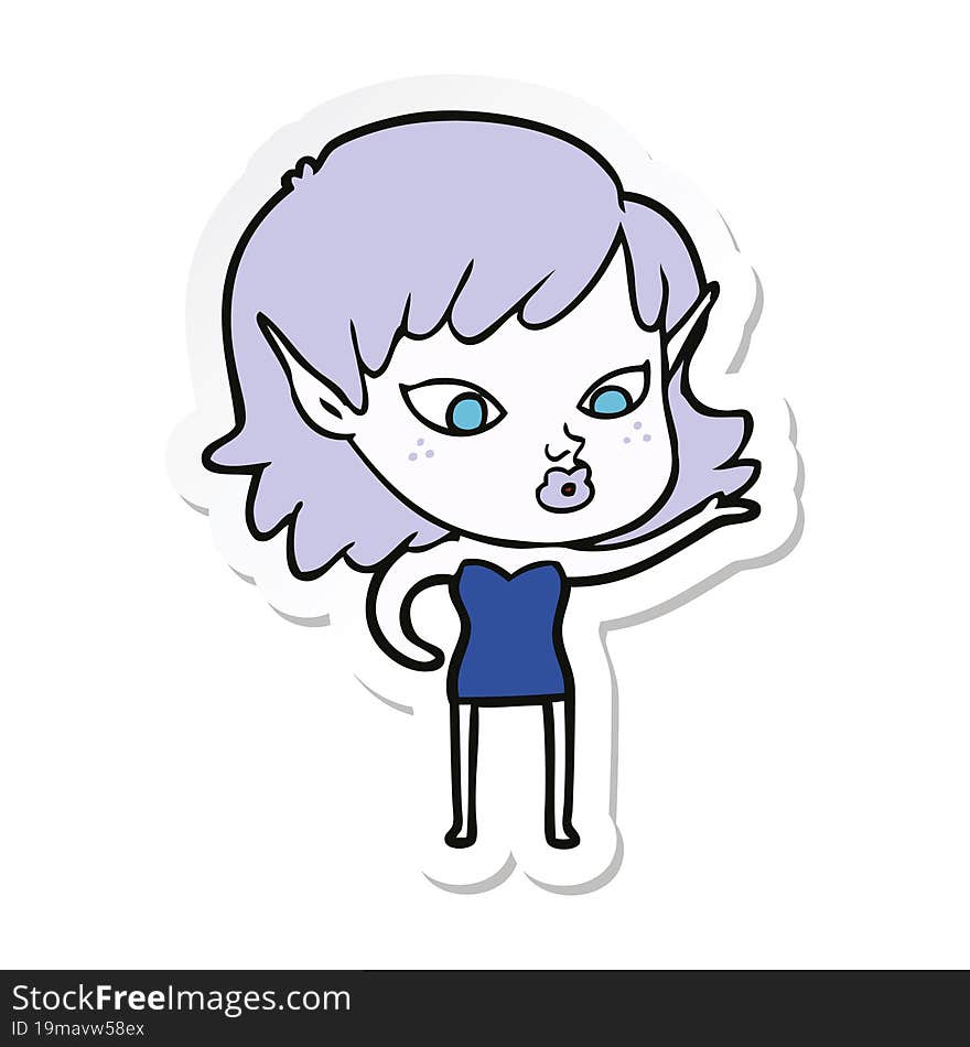 sticker of a pretty cartoon elf girl