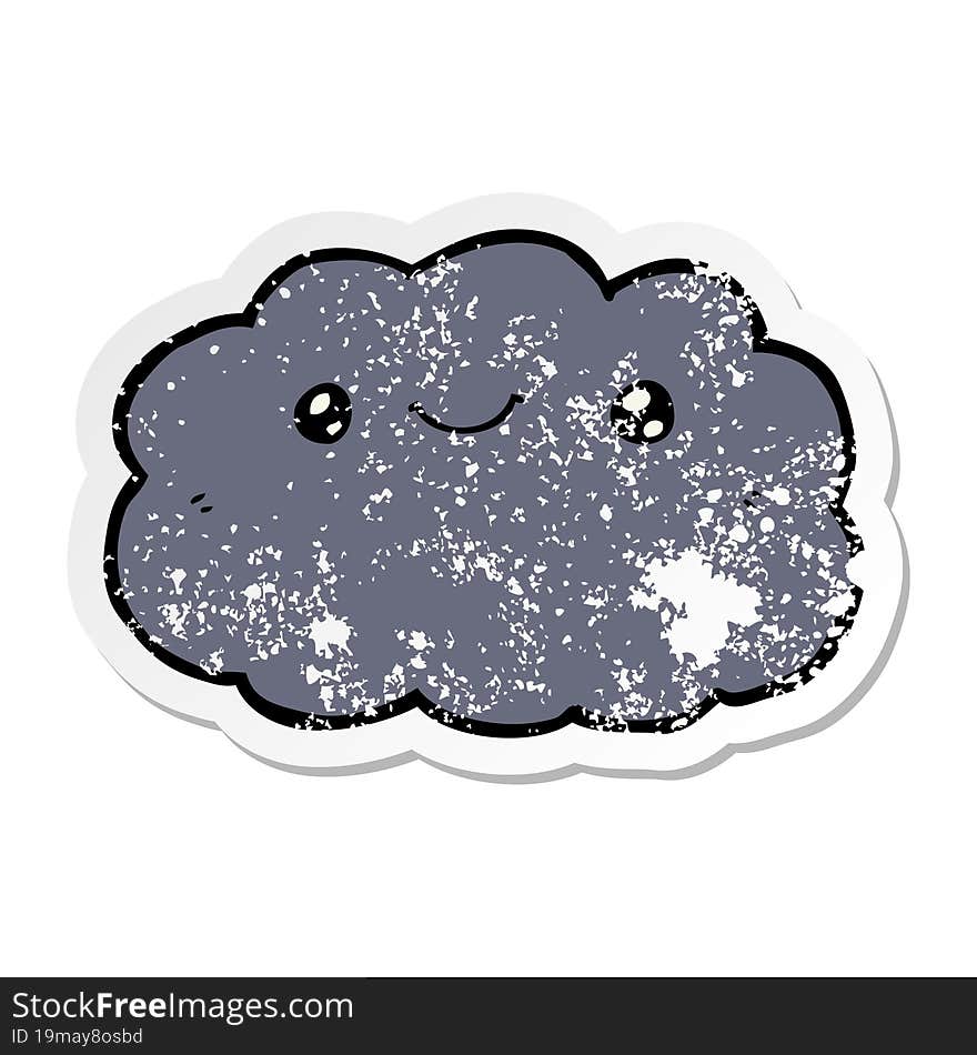 distressed sticker of a cartoon cloud