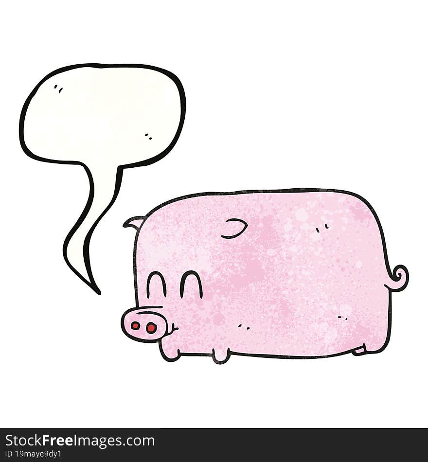 speech bubble textured cartoon pig