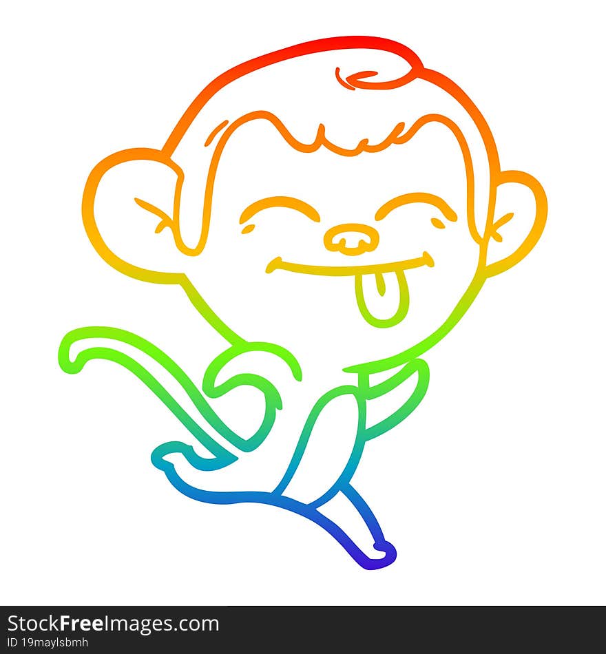 rainbow gradient line drawing funny cartoon monkey