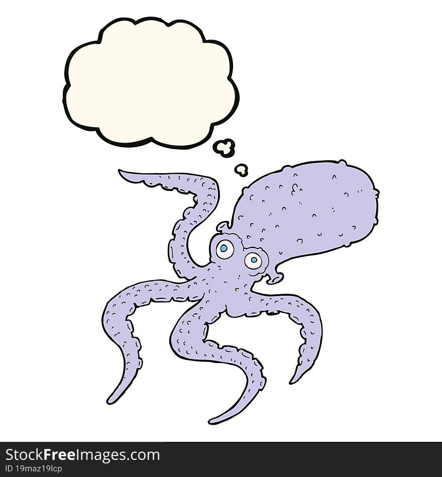 cartoon octopus with thought bubble