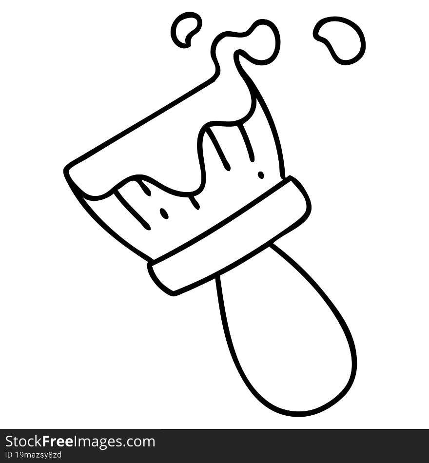 line doodle of a paintbrush loaded with paint. line doodle of a paintbrush loaded with paint