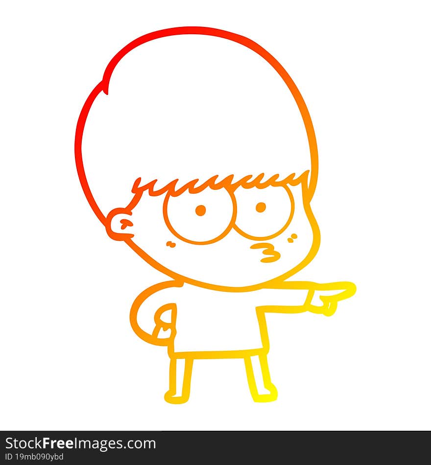 Warm Gradient Line Drawing Nervous Cartoon Boy