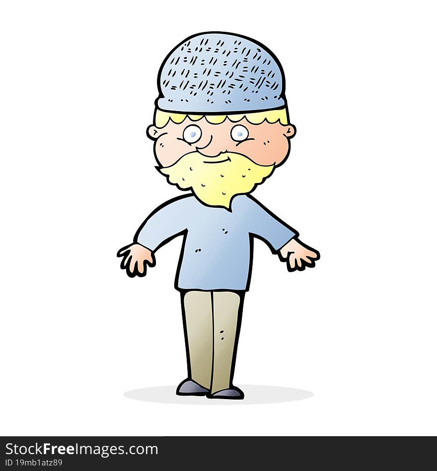 cartoon man in winter hat