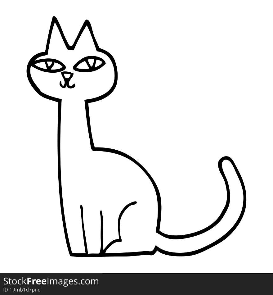 line drawing cartoon cat