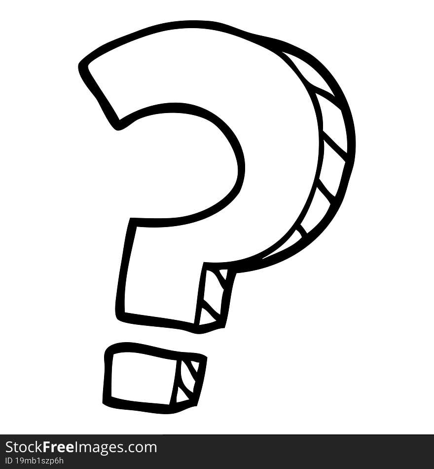 black and white cartoon question mark