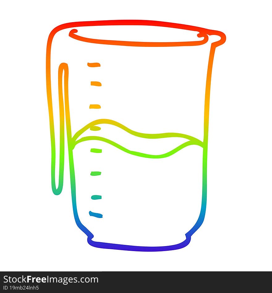 rainbow gradient line drawing of a cartoon jug