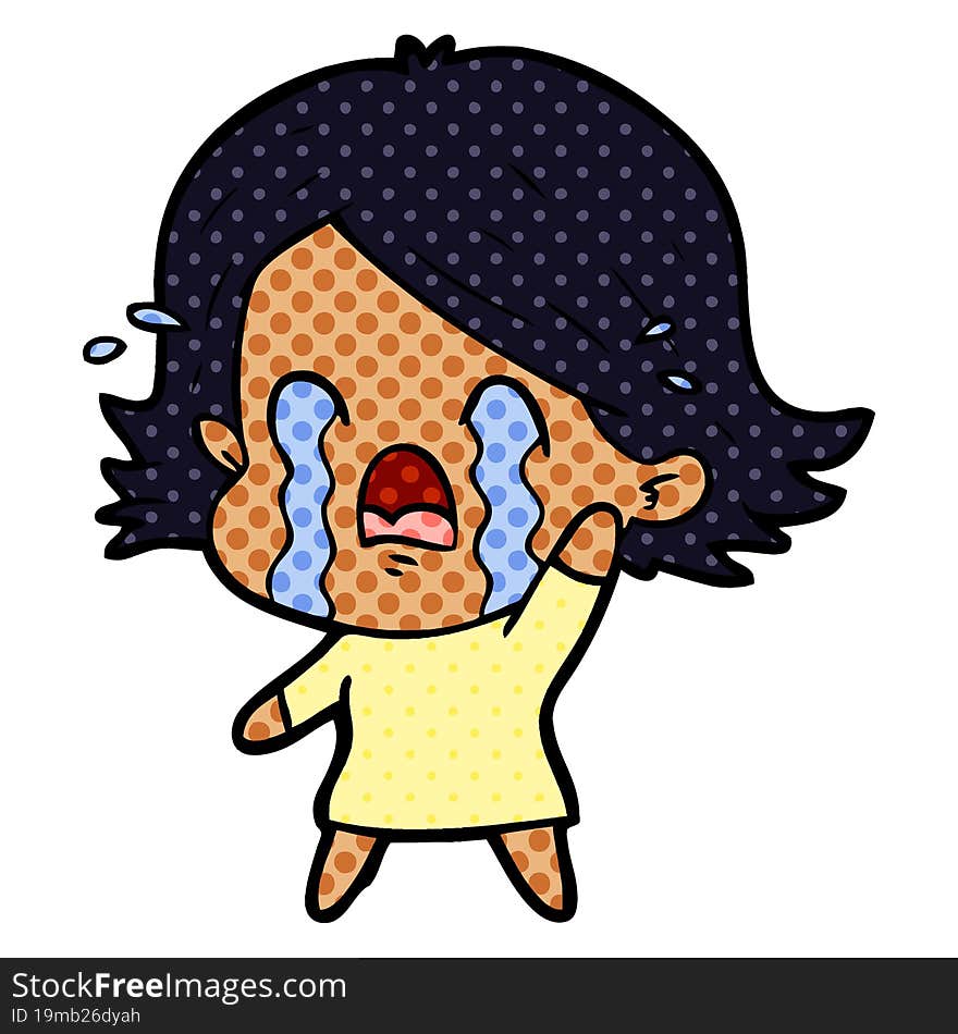 cartoon woman crying. cartoon woman crying