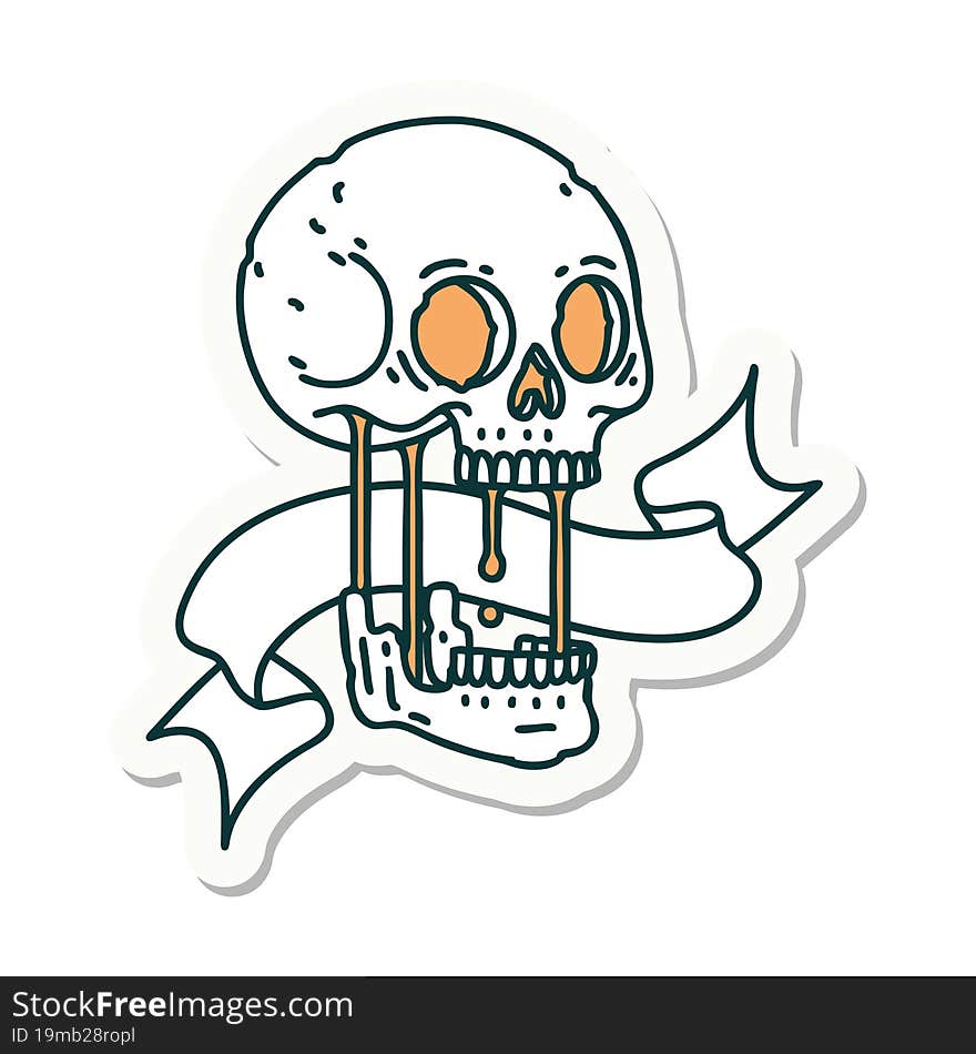 Tattoo Sticker With Banner Of A Skull