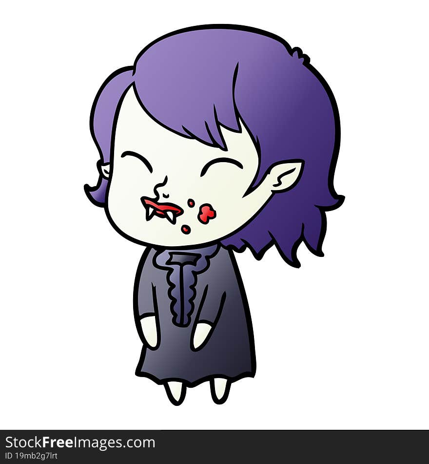 cartoon vampire girl with blood on cheek. cartoon vampire girl with blood on cheek