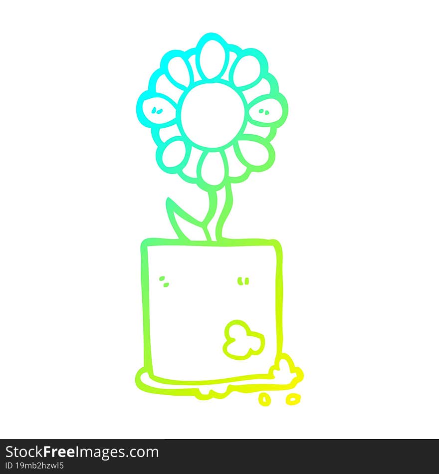 cold gradient line drawing cartoon flower