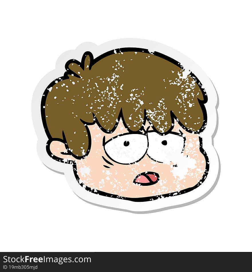 Distressed Sticker Of A Cartoon Male Face