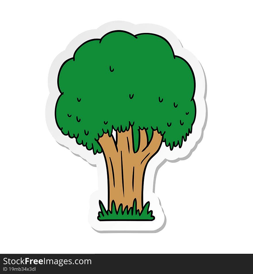 Sticker Cartoon Doodle Of A Summer Tree