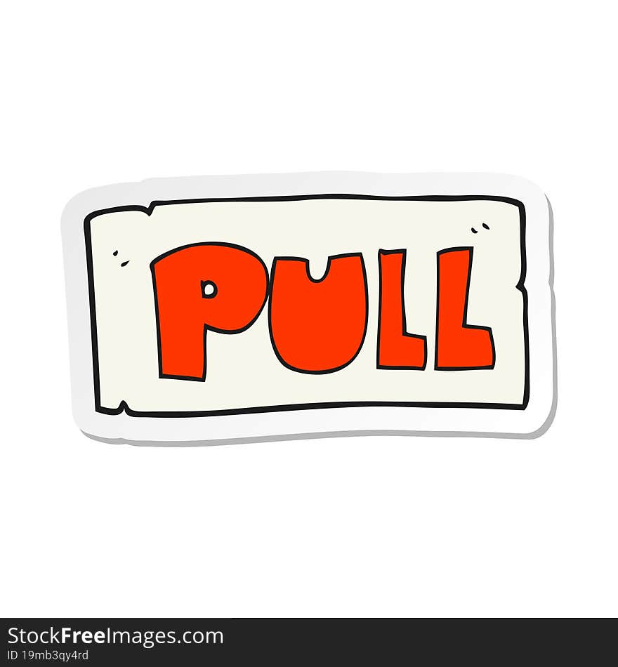 sticker of a cartoon door pull sign