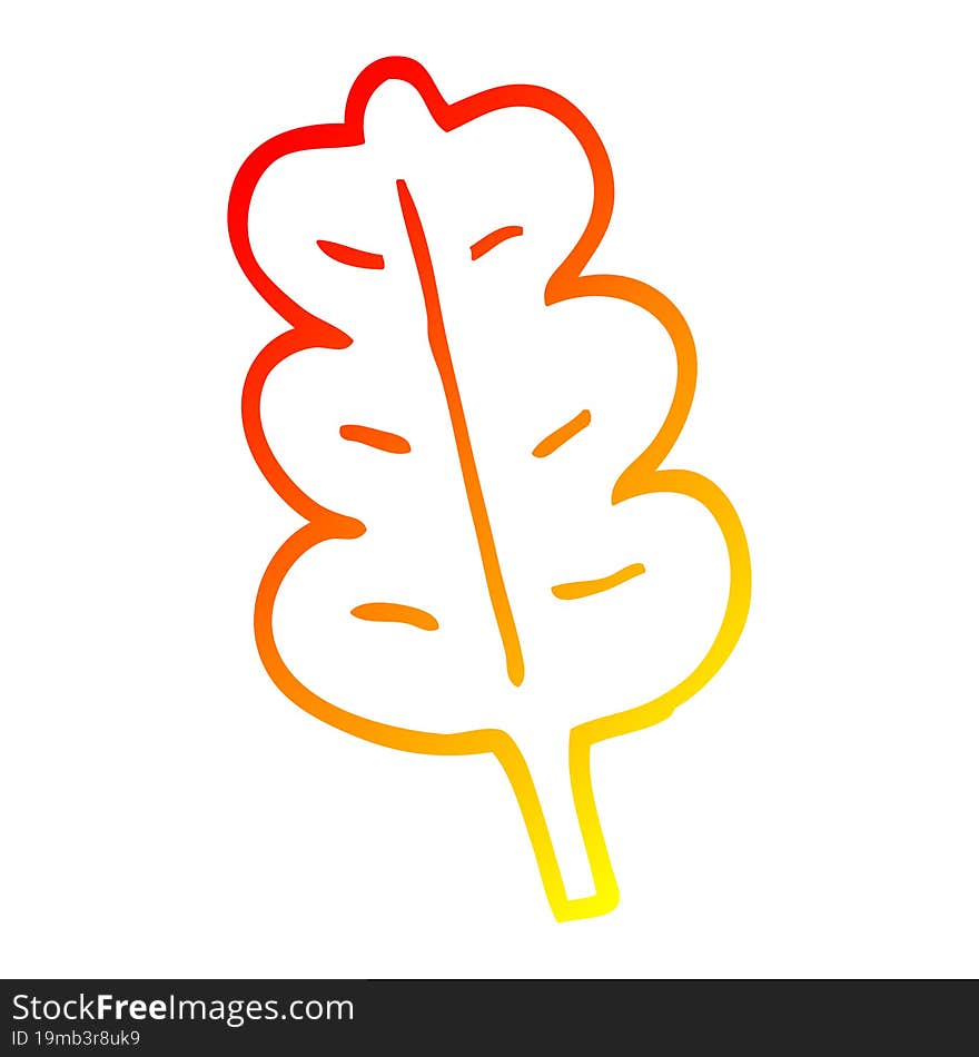 Warm Gradient Line Drawing Cartoon Oak Leaf