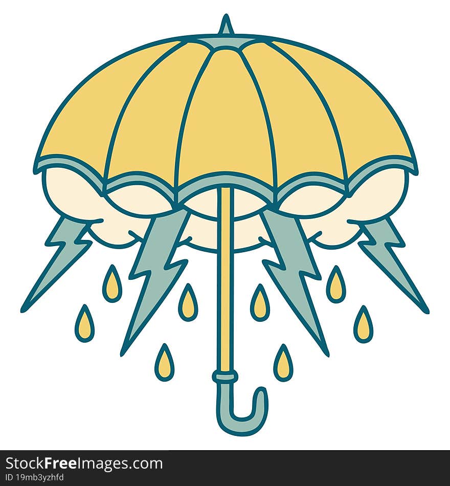 tattoo style icon of an umbrella