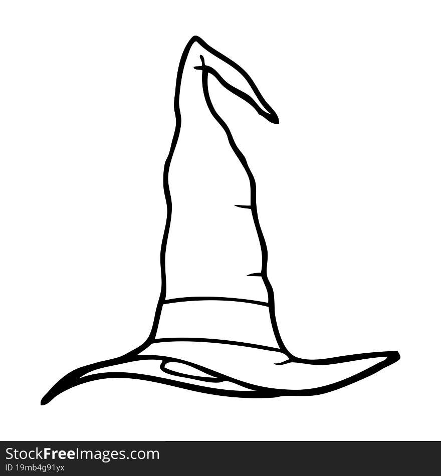 Line Drawing Cartoon Witch Hat