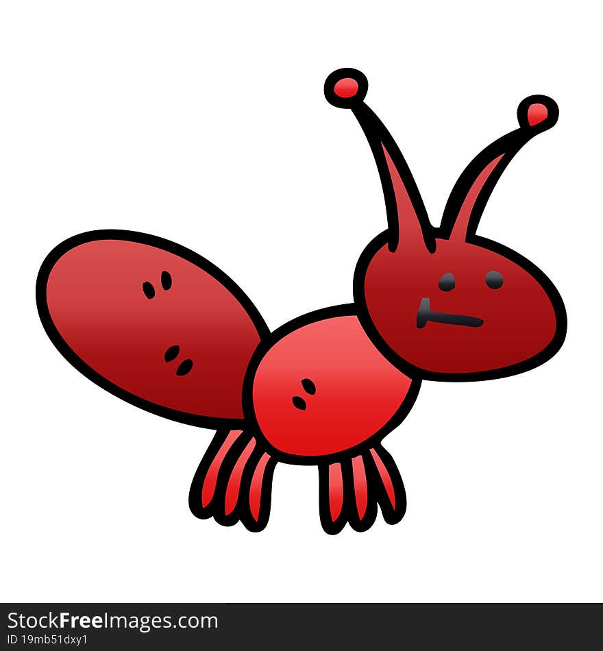 quirky gradient shaded cartoon ant