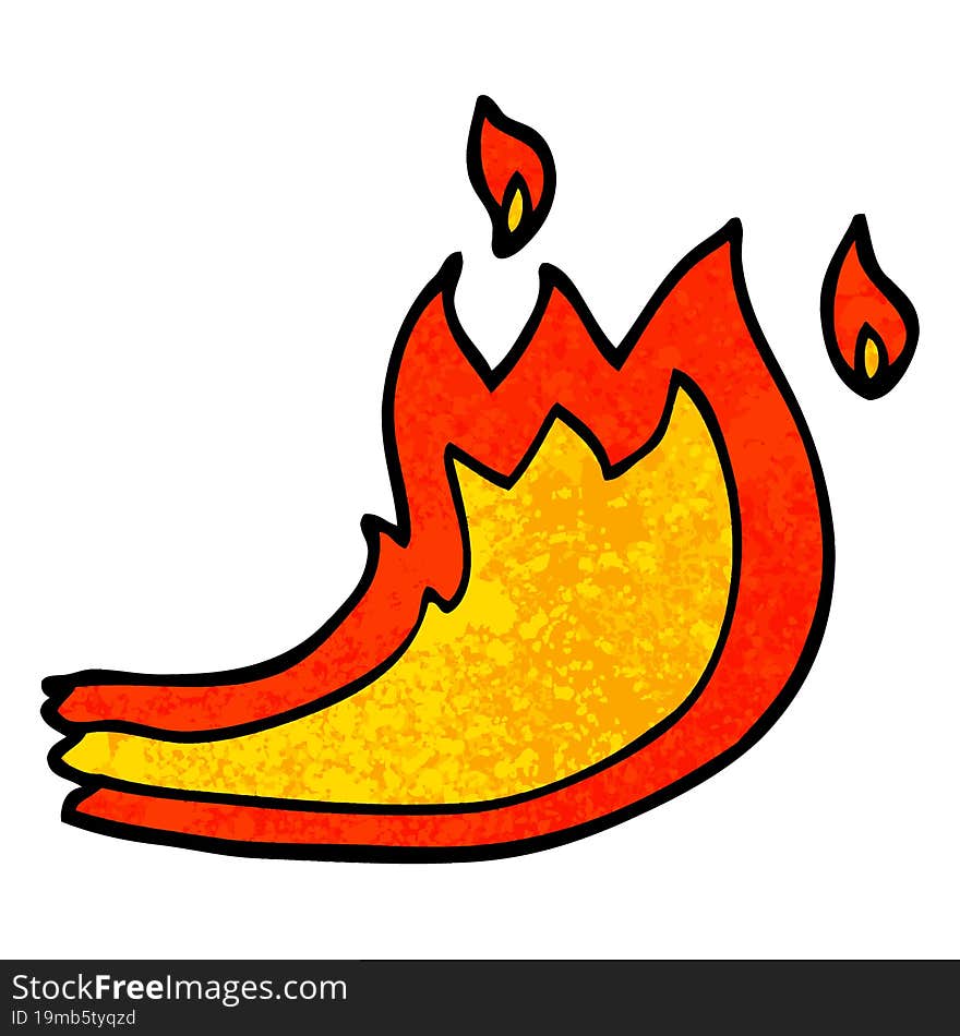 grunge textured illustration cartoon fire flame