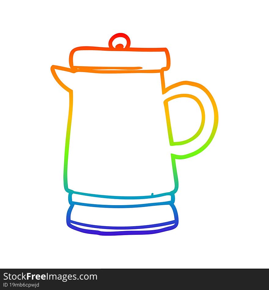 rainbow gradient line drawing old metal kettle