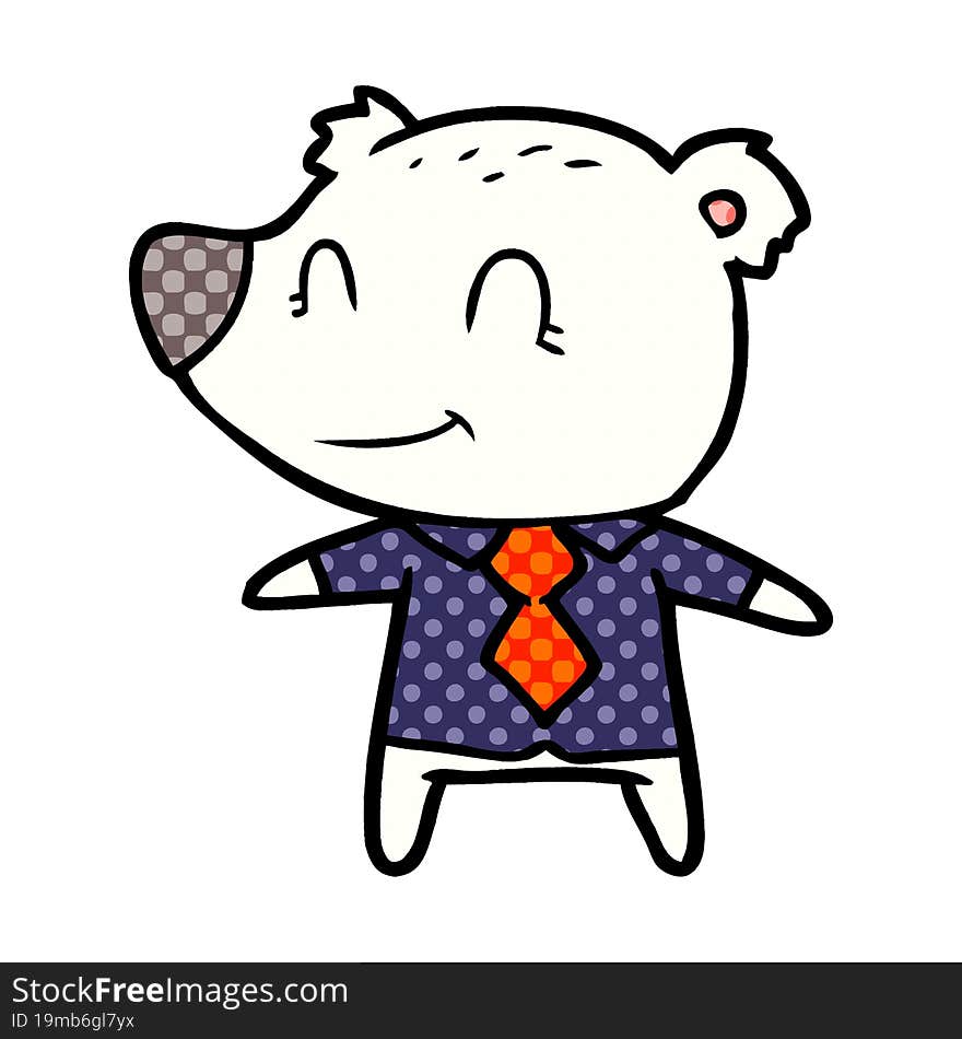 polar bear in shirt and tie cartoon. polar bear in shirt and tie cartoon