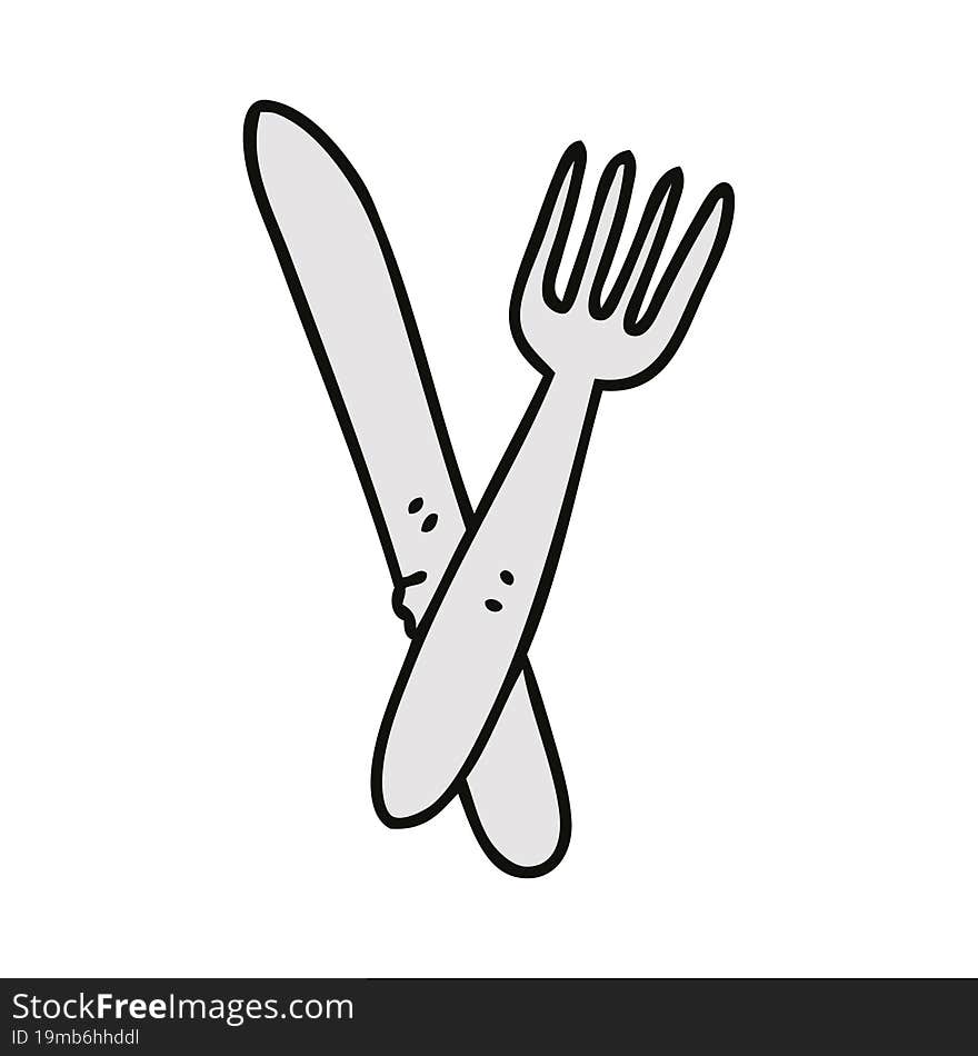 quirky hand drawn cartoon cutlery