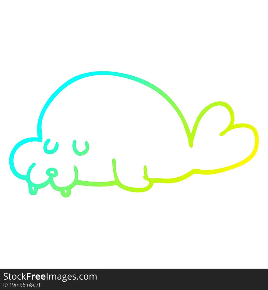 cold gradient line drawing cartoon walrus