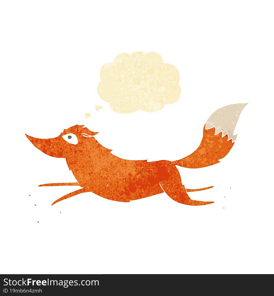 Cartoon Fox Running With Thought Bubble