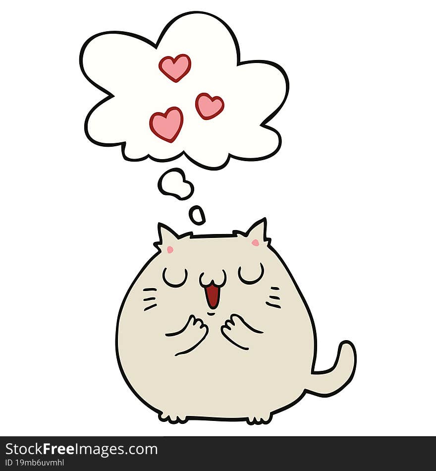 cute cartoon cat in love and thought bubble