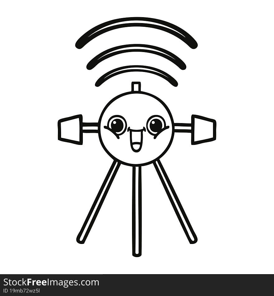 line drawing cartoon satellite