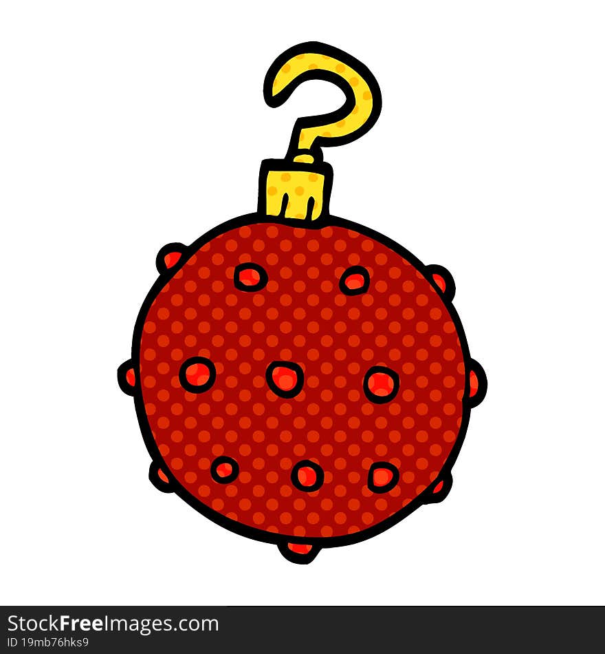 Cartoon Doodle Red Bauble