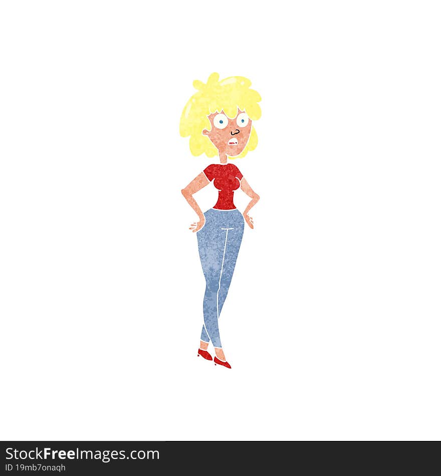 Retro Cartoon Surprised Woman