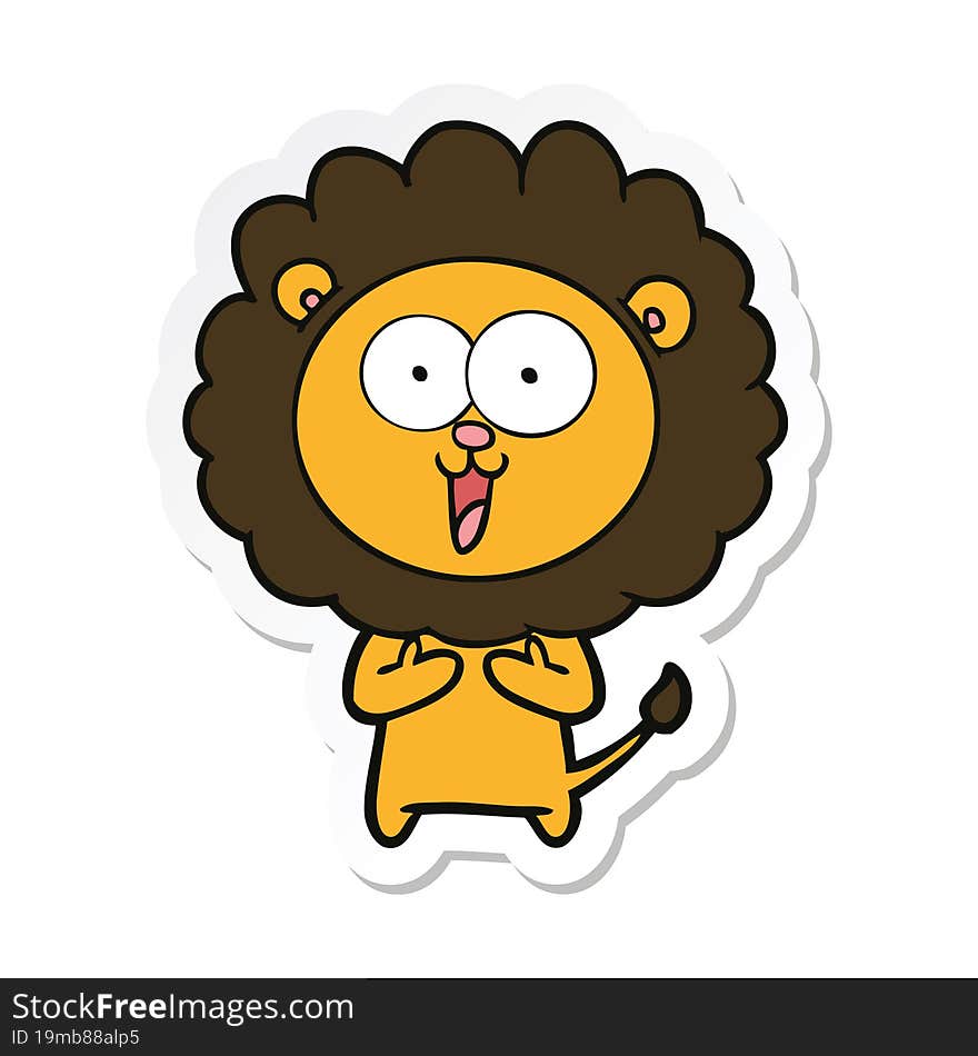 sticker of a happy cartoon lion