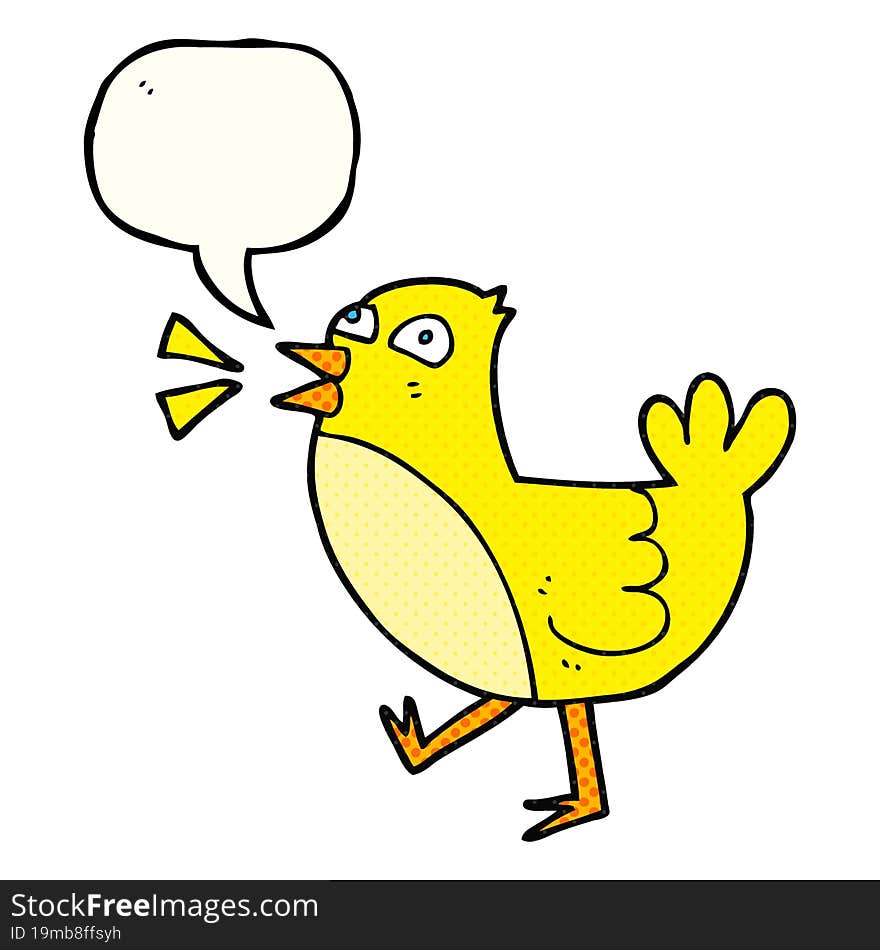 freehand drawn comic book speech bubble cartoon bird