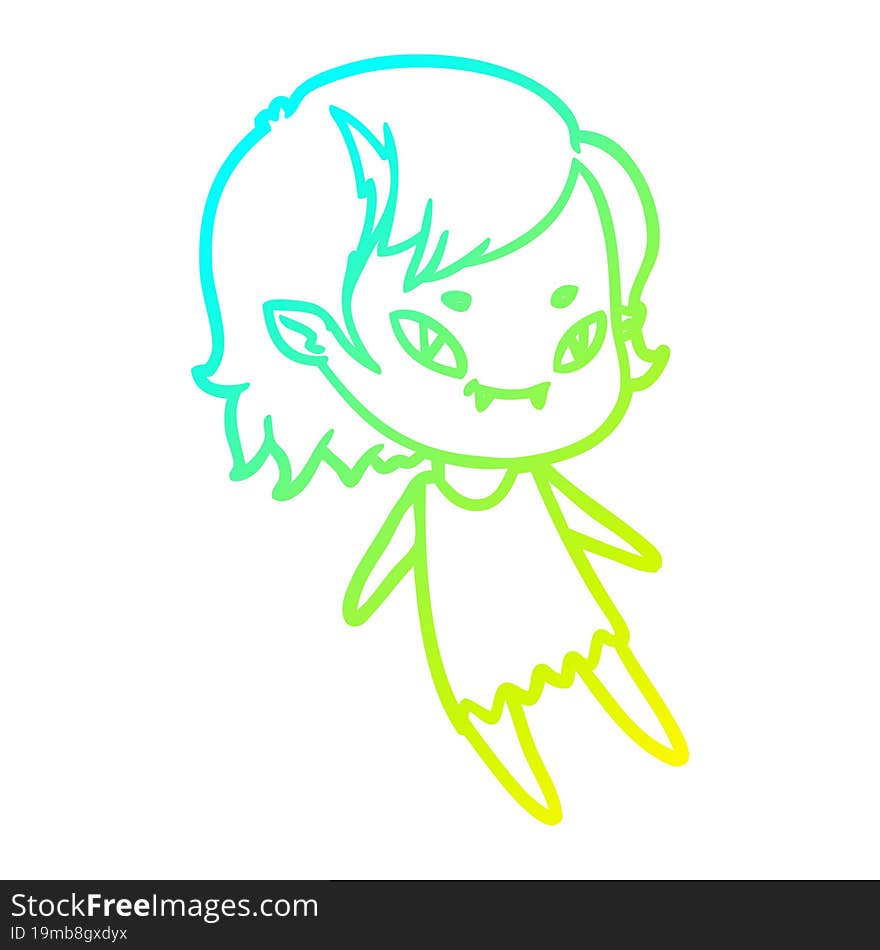 cold gradient line drawing cartoon friendly vampire girl