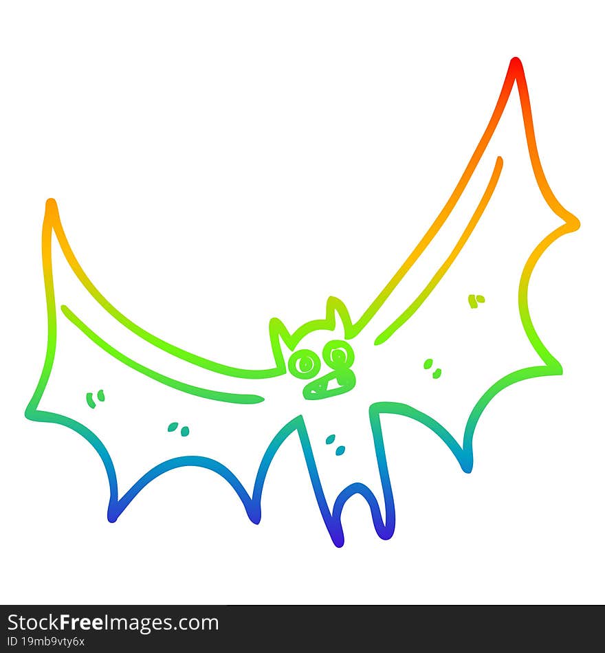 rainbow gradient line drawing cartoon bat