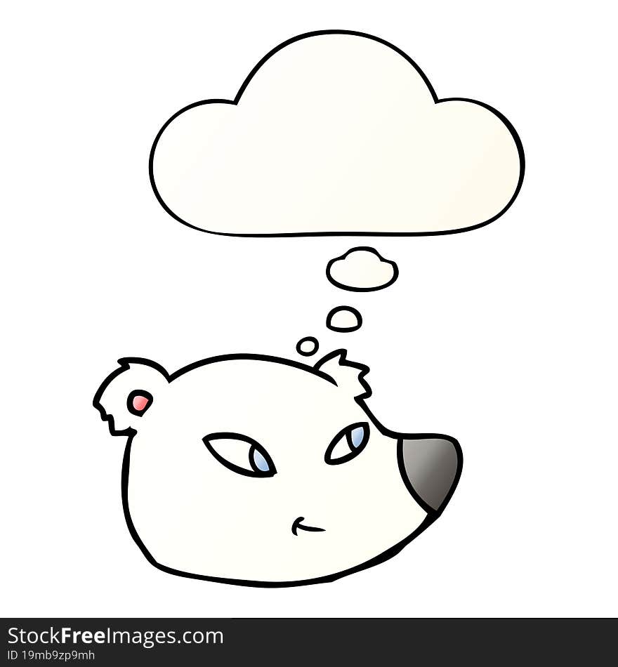 cartoon polar bear face and thought bubble in smooth gradient style