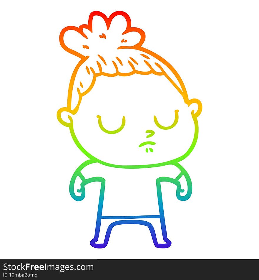 rainbow gradient line drawing cartoon calm woman