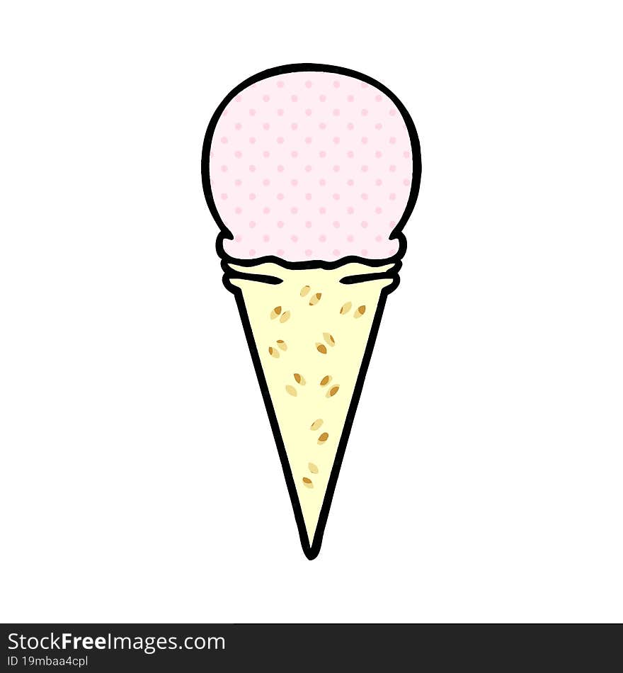 comic book style quirky cartoon strawberry ice cream cone. comic book style quirky cartoon strawberry ice cream cone