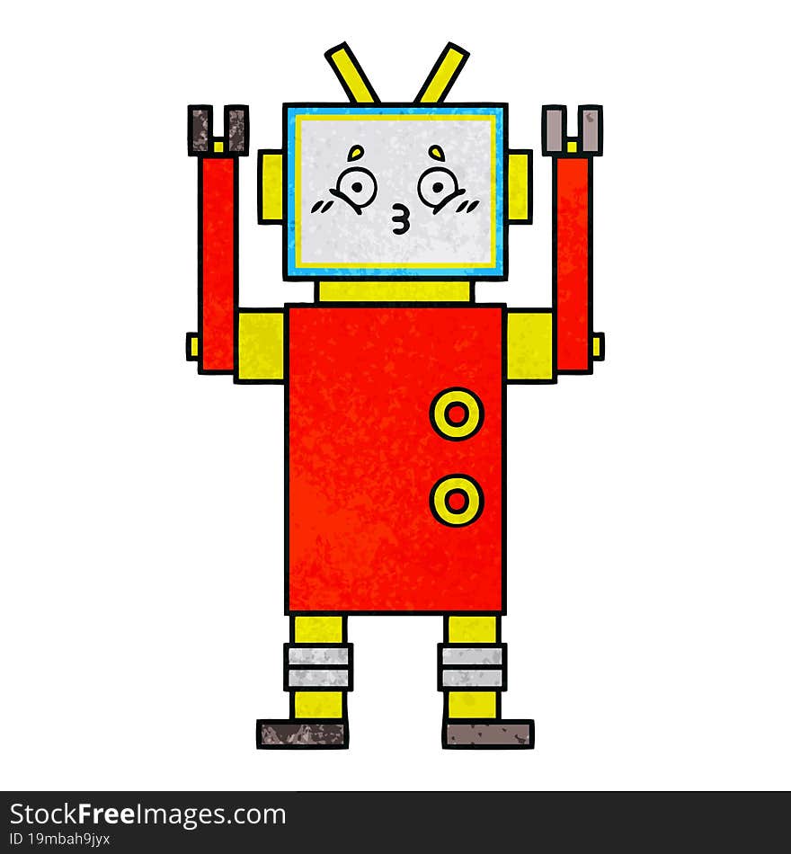 Retro Grunge Texture Cartoon Robot