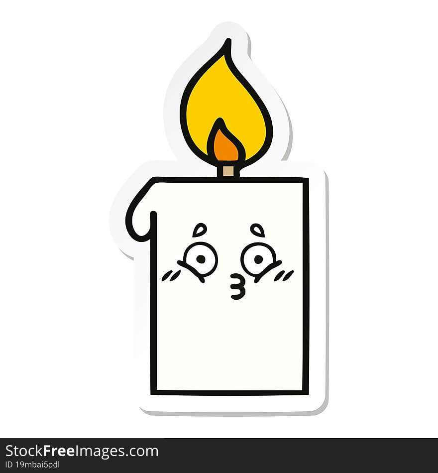 Sticker Of A Cute Cartoon Lit Candle