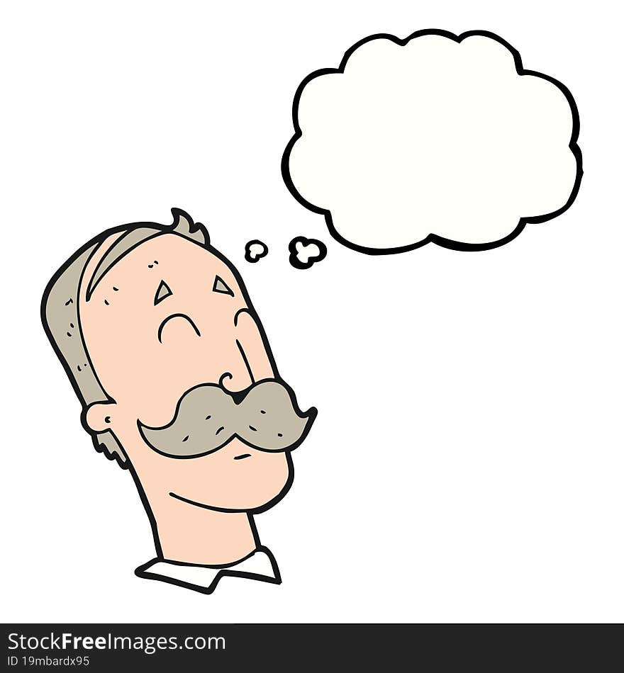 thought bubble cartoon ageing man with mustache