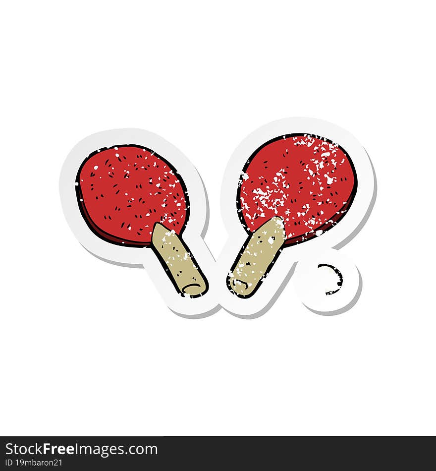 retro distressed sticker of a cartoon table tennis bats