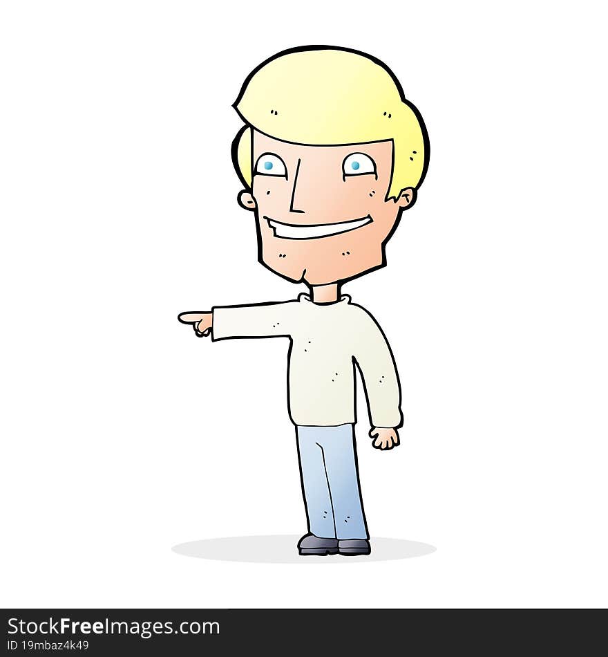 Cartoon Happy Man Pointing