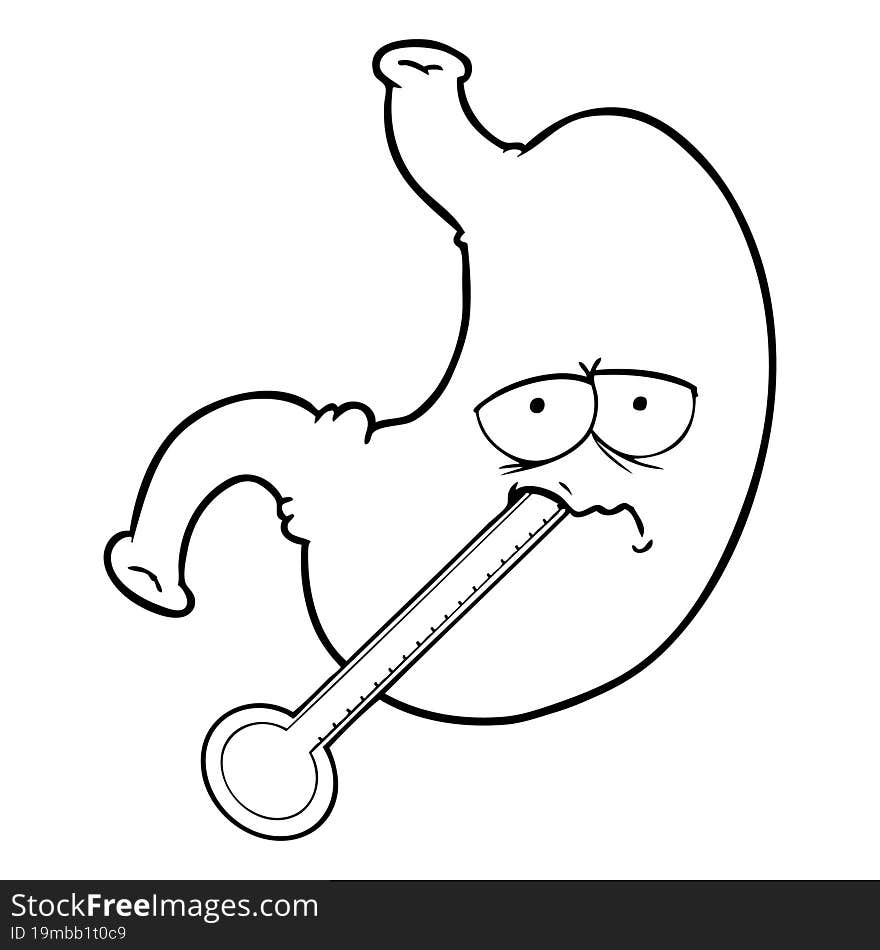 cartoon upset stomach. cartoon upset stomach