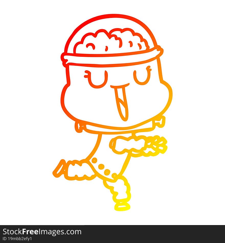 Warm Gradient Line Drawing Happy Cartoon Robot Running