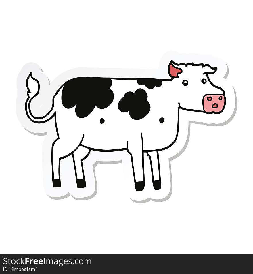 sticker of a cartoon cow