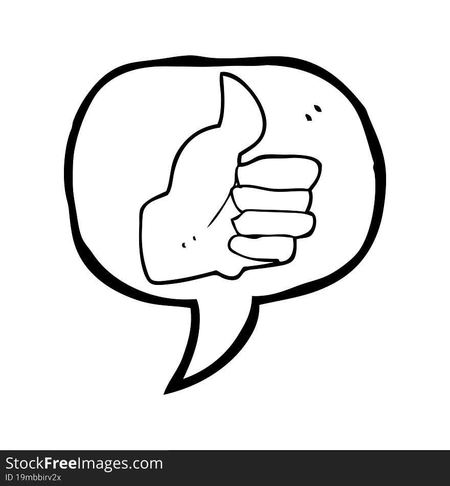 freehand drawn speech bubble cartoon thumbs up symbol