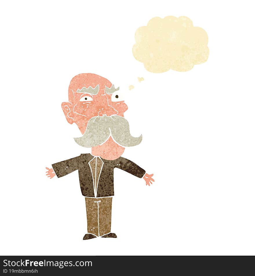 Cartoon Angry Old Man With Thought Bubble