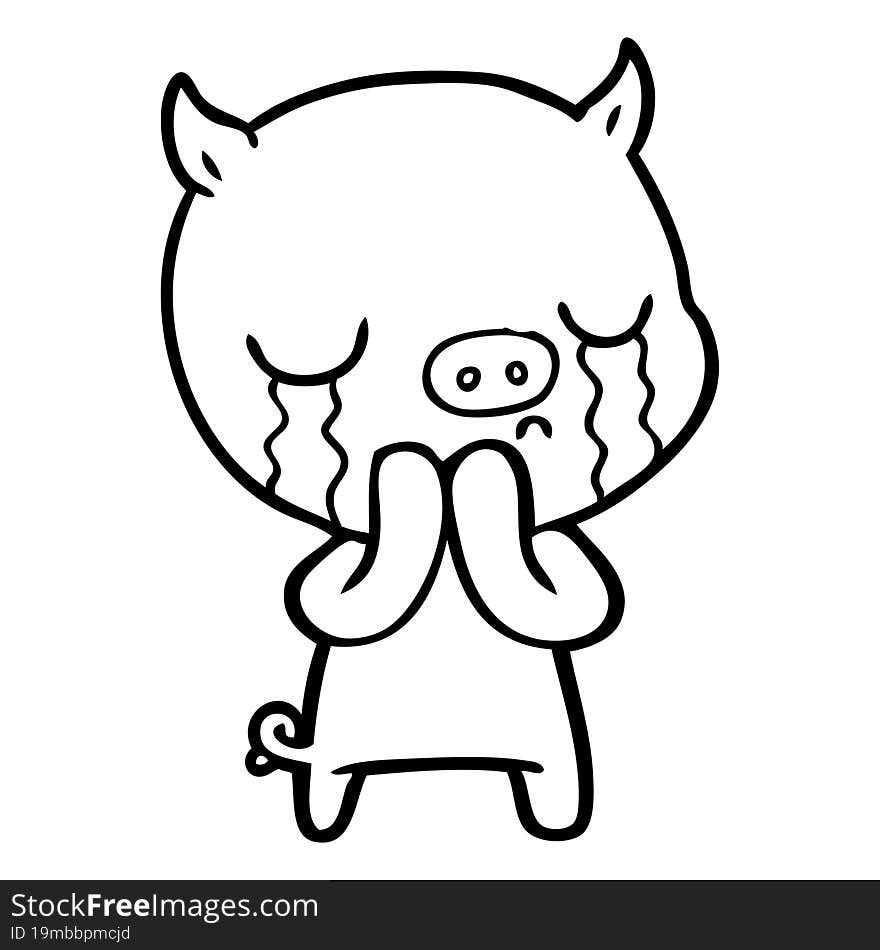 cartoon pig crying. cartoon pig crying